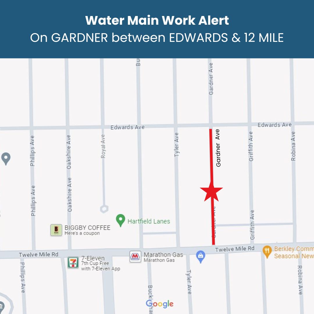 Water Main Break Template - replace names, map, and star and red line